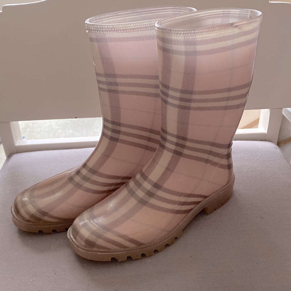 Burberry Pink Plaid Rain Boots - Picture 5 of 6